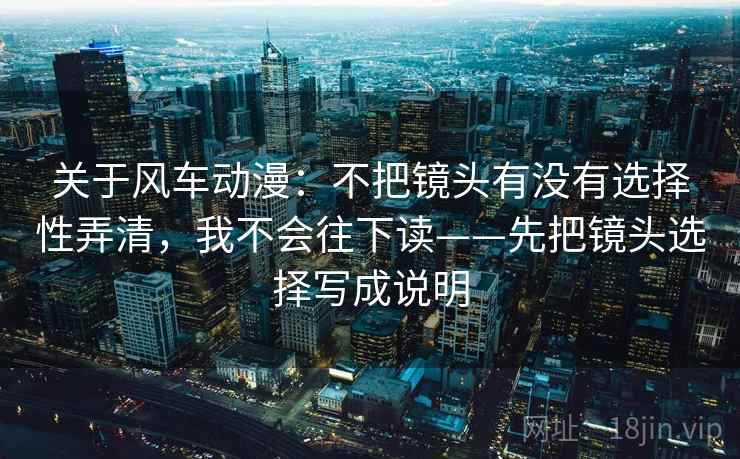 关于风车动漫：不把镜头有没有选择性弄清，我不会往下读——先把镜头选择写成说明