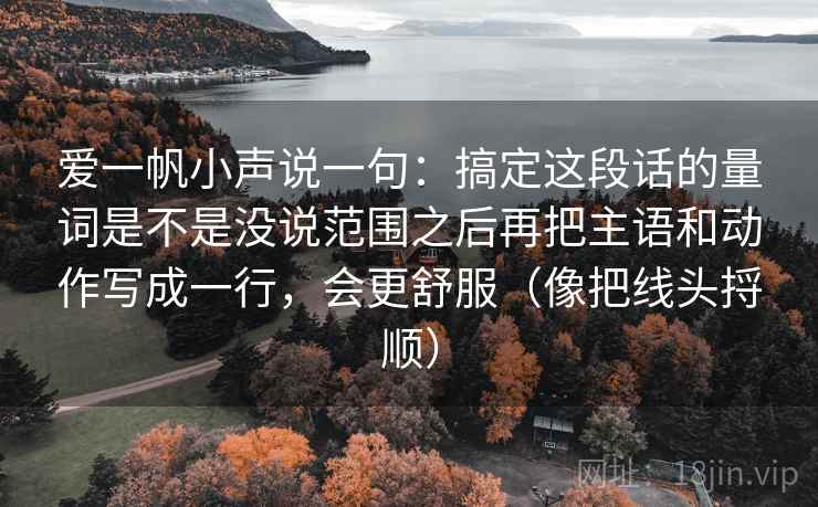 爱一帆小声说一句：搞定这段话的量词是不是没说范围之后再把主语和动作写成一行，会更舒服（像把线头捋顺）